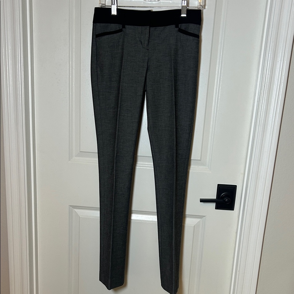Express Women’s 0R Columnist Gray Black Slim Fit Low Rise Dress Career Pants